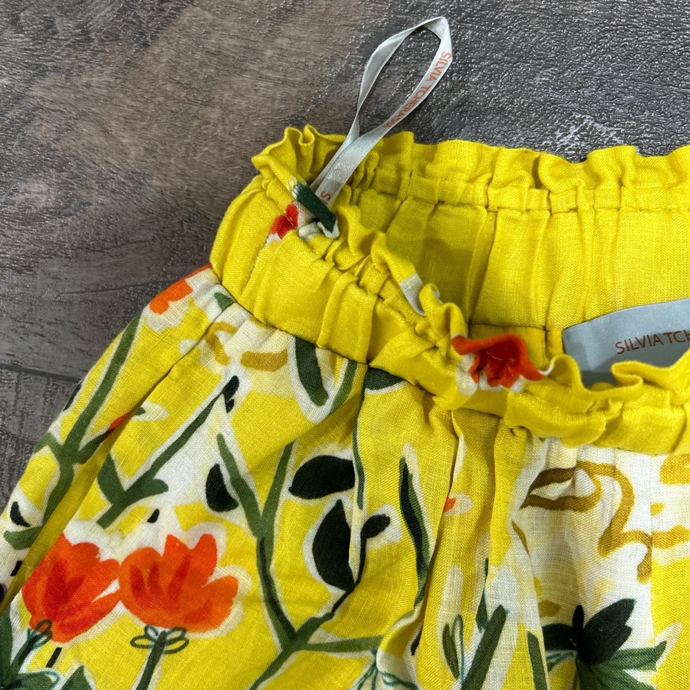 Silvia Tcherassi yellow linen Adelson shorts in golden wallflowers - Picture 5 of 8
